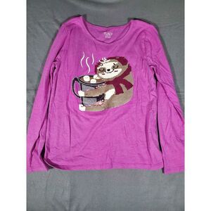 The Childrens Place Sloth Flip Sequin Long Sleeve Shirt Girl Size Xl(14)